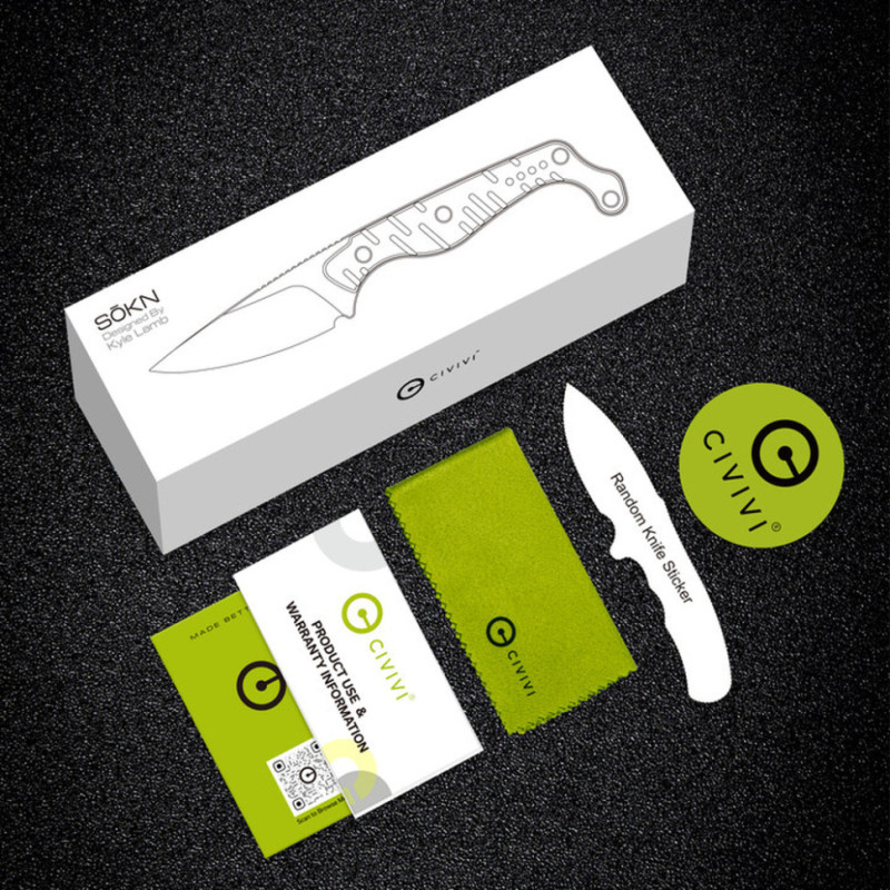 Ніж фіксований тактичний Civivi SOKN, (7.2 см) Nitro-V / G10 сірий