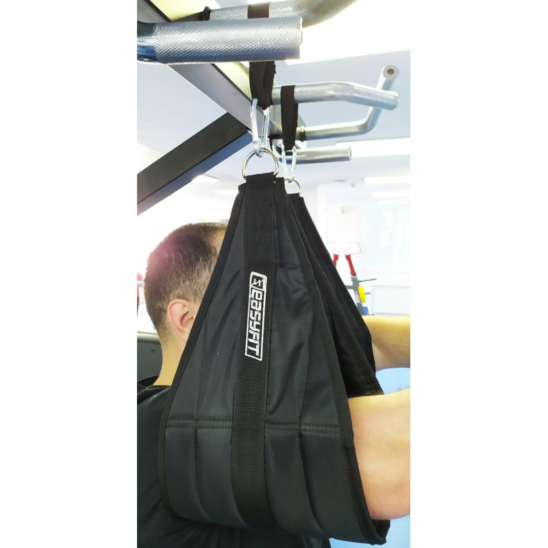 Петлі Береша EasyFit підвісні атлетичні (2шт) / Петлі для пресу, Розмір 20х31 см, Макс. вага 150 кг, тканина Оксфорд, Сталь, Чорний