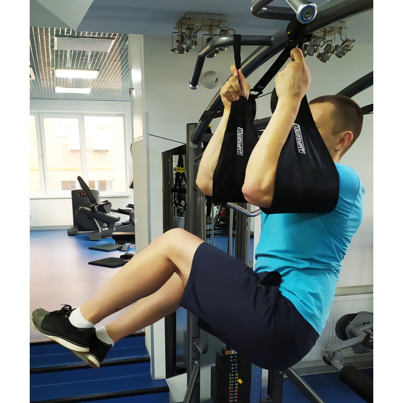 Петлі Береша EasyFit підвісні атлетичні (2шт) / Петлі для пресу, Розмір 20х31 см, Макс. вага 150 кг, тканина Оксфорд, Сталь, Чорний