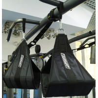 Петлі Береша EasyFit підвісні атлетичні (2шт) / Петлі для пресу, Розмір 20х31 см, Макс. вага 150 кг, тканина Оксфорд, Сталь, Чорний