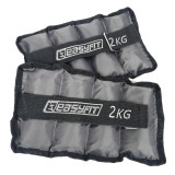 Утяжелители для ног и рук с металлом EasyFit Metal (пара), Вага 2 кг, Оксфорд, Метал, Чорно-сірий