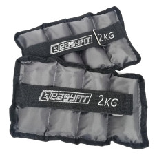 Утяжелители для ног и рук с металлом EasyFit Metal (пара), Вага 2 кг, Оксфорд, Метал, Чорно-сірий