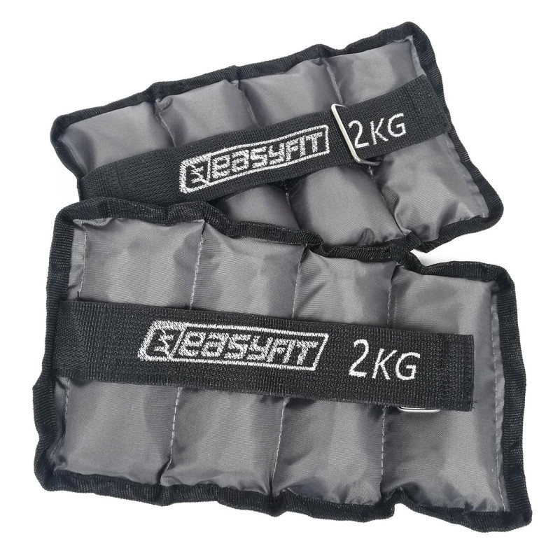 Утяжелители для ног и рук с металлом EasyFit Metal (пара), Вага 2 кг, Оксфорд, Метал, Чорно-сірий