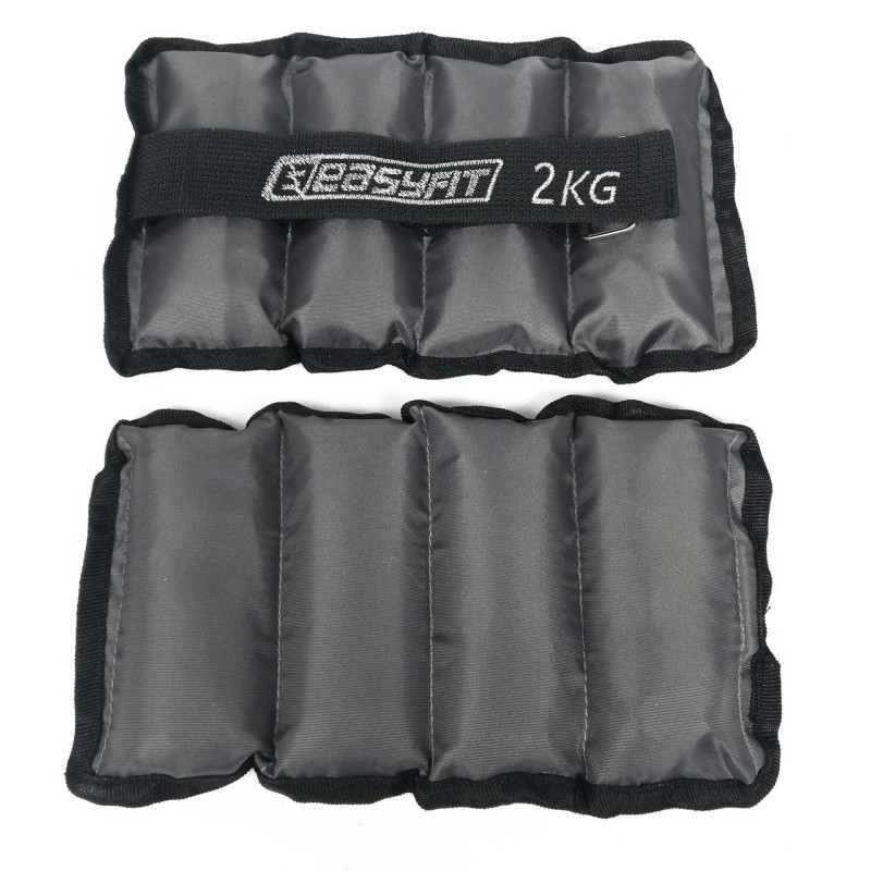 Утяжелители для ног и рук с металлом EasyFit Metal (пара), Вага 2 кг, Оксфорд, Метал, Чорно-сірий