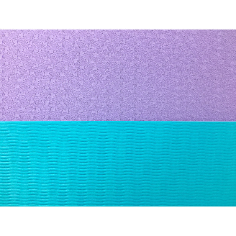 Двухслойный коврик EasyFit для пилатеса, фитнеса и йоги, 183x61 см, толщина 6 мм, TPE/TC, ECO-Friendly, фиолетово-мятный