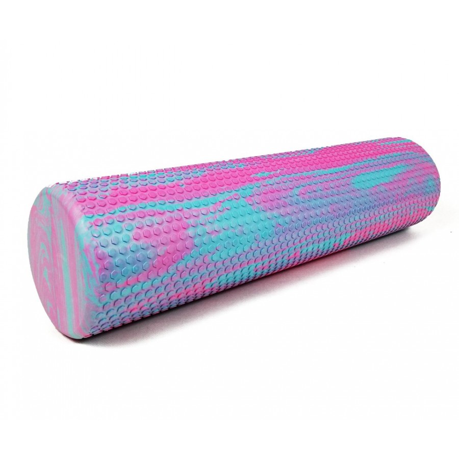 Массажный ролик (валик) EasyFit Foam Roller, длина 60 см, диаметр 14,5 см, розово-мятный, пена EVA с мелкой массажной поверхностью, для МФР, фитнеса, йоги и реабилитации