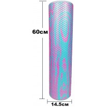 Массажный ролик (валик) EasyFit Foam Roller, длина 60 см, диаметр 14,5 см, розово-мятный, пена EVA с мелкой массажной поверхностью, для МФР, фитнеса, йоги и реабилитации