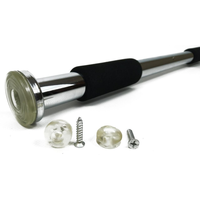 Розсувний розпірний турнік EasyFit, Довжина 83-130 см (регульована), Максимальне навантаження 120 кг, Сталь, Хром