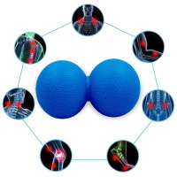 Подвійний масажний м'яч EasyFit, Довжина 12 см, Діаметр 6 см, Матеріал TPR, для МФР, зняття напруги та самомасажу, Синій
