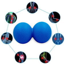Подвійний масажний м'яч EasyFit, Довжина 12 см, Діаметр 6 см, Матеріал TPR, для МФР, зняття напруги та самомасажу, Синій