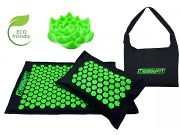 Массажный коврик EasyFit AcuRelax с иголками (аппликатор Кузнецова) черно-зеленый