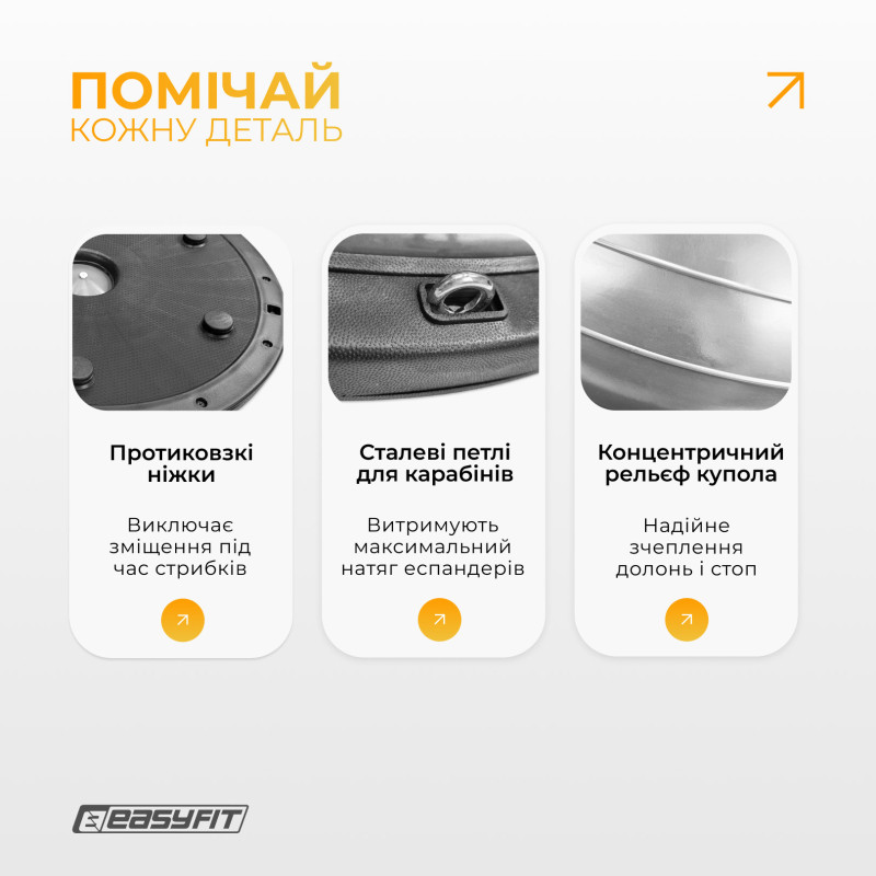 Балансировочная платформа EasyFit BOSU, диаметр 60 см, серый