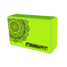 Блок для йоги EasyFit EVA, 23х15,5х7,5 см, салатовий з малюнком