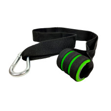 Дверне кріплення для гумових петель та еспандерів (подовжувач, якір-фіксатор) з карабіном, Довжина 60 см, Ширина 3 см, Чорно-Зелений