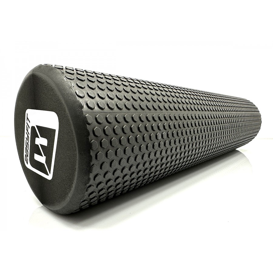 Масажний ролик (валик) EasyFit Foam Roller, Довжина 60 см, Діаметр 15 см, Піна EVA з дрібною масажною поверхнею, для МФР, фітнесу, йоги та реабілітації, Чорний