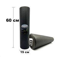 Массажный ролик (валик) EasyFit Foam Roller, Длина 60 см, Диаметр 15 см, Пена EVA с мелкой массажной поверхностью, для МФР, фитнеса, йоги и реабилитации, Черный