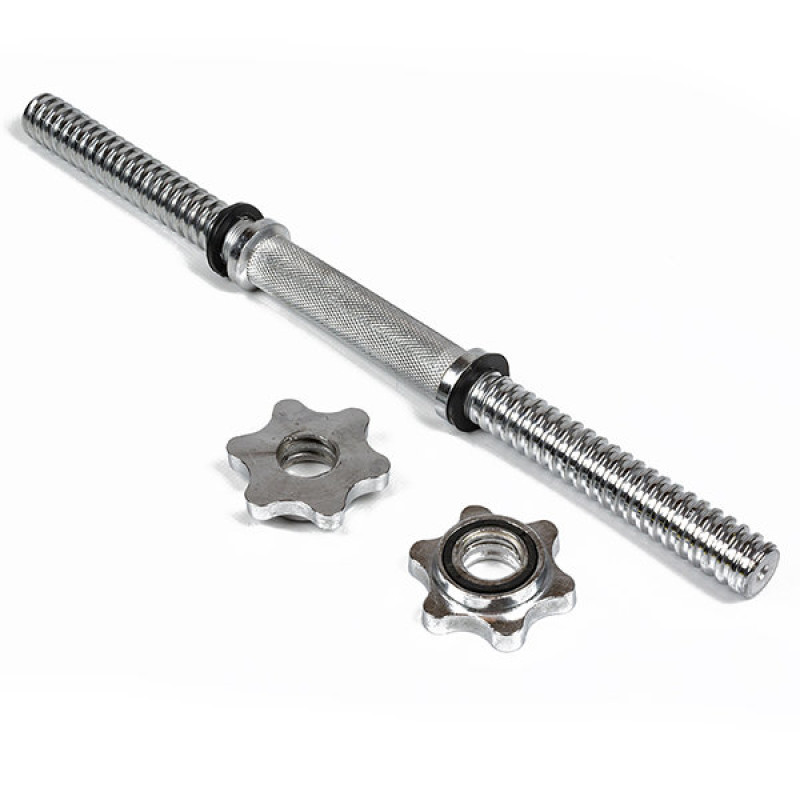 Гантельный гриф EasyFit хромированный, Длина 45 см, Диаметр 25 мм, Сталь, Для силовых тренировок