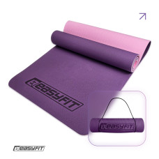 Двухслойный коврик EasyFit для пилатеса, фитнеса и йоги, 183x61 см, толщина 6 мм, TPE/TC, ECO-Friendly, фиолетово-розовый