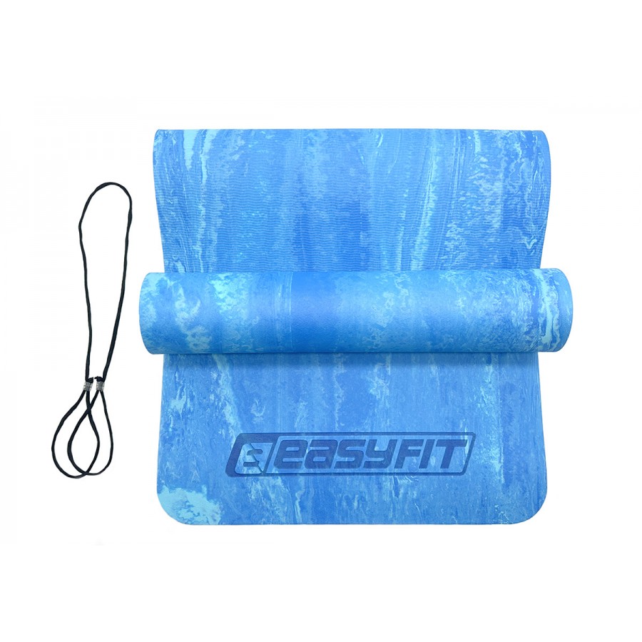 Premium Mat коврик EasyFit для фитнеса и пилатеса, 183x61 см, толщина 8 мм, PER, ECO-Friendly, синий