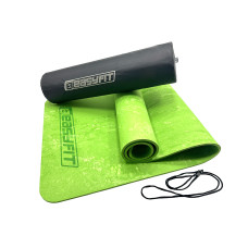 Premium Mat коврик EasyFit для фитнеса и пилатеса с чехлом, 183x61 см, толщина 8 мм, PER, ECO-Friendly, салатовый