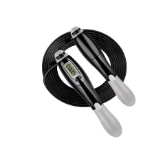 Скоростная скакалка со счетчиком EasyFit, Длина 2,8 м, ручки 18 см, Сталь, Пластик, Вес 130 г, Черно-серый