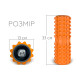 Массажный ролик EasyFit Grid Roller v1.2 с заглушками, Длина 33 см, Диаметр 13 см, Пена EVA с 3D массажной поверхностью, для йоги, фитнеса и реабилитации, Оранжевый