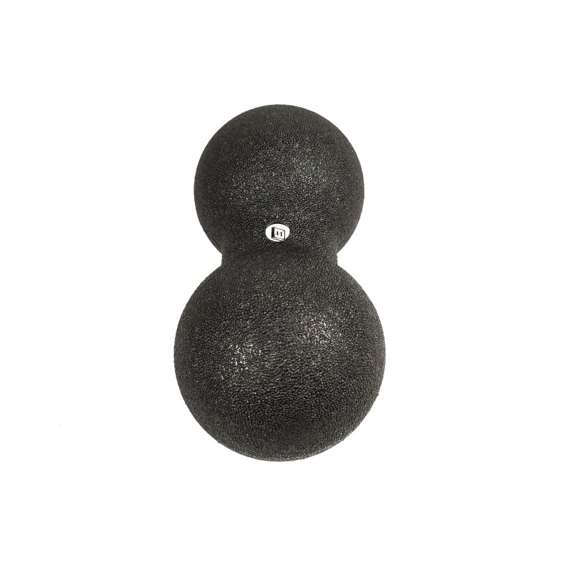 Подвійний масажний м'яч EasyFit DuoBall, Довжина 23 см, Діаметр 12 см, Матеріал EPP, для МФР, зняття напруги та самомасажу, Чорний