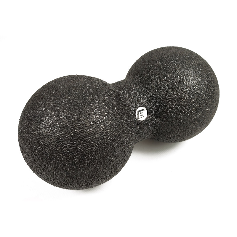 Подвійний масажний м'яч EasyFit DuoBall, Довжина 23 см, Діаметр 12 см, Матеріал EPP, для МФР, зняття напруги та самомасажу, Чорний