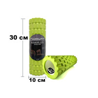 Массажный ролик (валик) EasyFit Grid Roller Mini, Длина 30 см, Диаметр 10 см, Пена EVA с массажной поверхностью 3D, для МФР, фитнеса, йоги и реабилитации, Салатовый