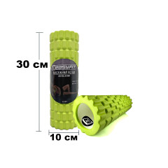 Массажный ролик (валик) EasyFit Grid Roller Mini, Длина 30 см, Диаметр 10 см, Пена EVA с массажной поверхностью 3D, для МФР, фитнеса, йоги и реабилитации, Салатовый