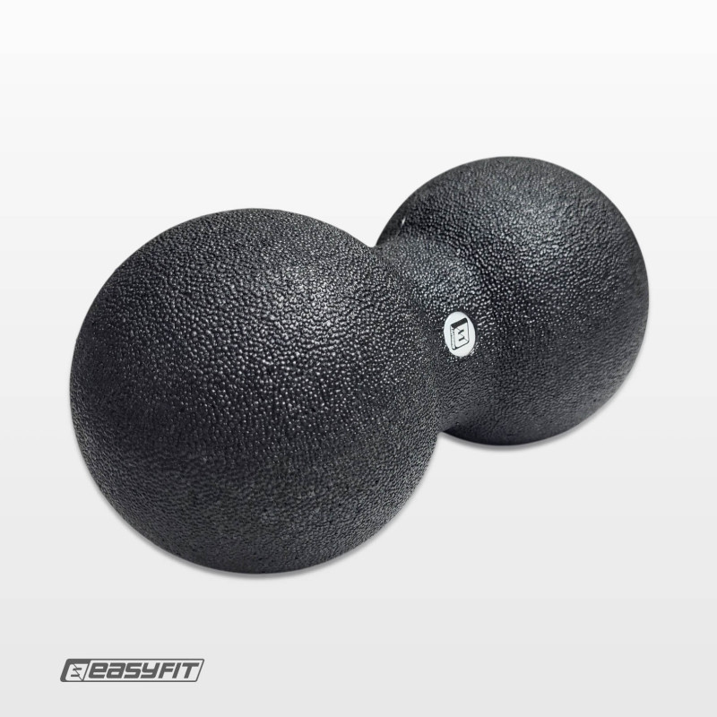 Подвійний масажний м'яч EasyFit DuoBall, Довжина 23 см, Діаметр 12 см, Матеріал EPP, для МФР, зняття напруги та самомасажу, Чорний