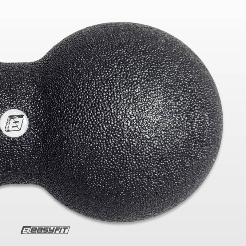 Подвійний масажний м'яч EasyFit DuoBall, Довжина 23 см, Діаметр 12 см, Матеріал EPP, для МФР, зняття напруги та самомасажу, Чорний