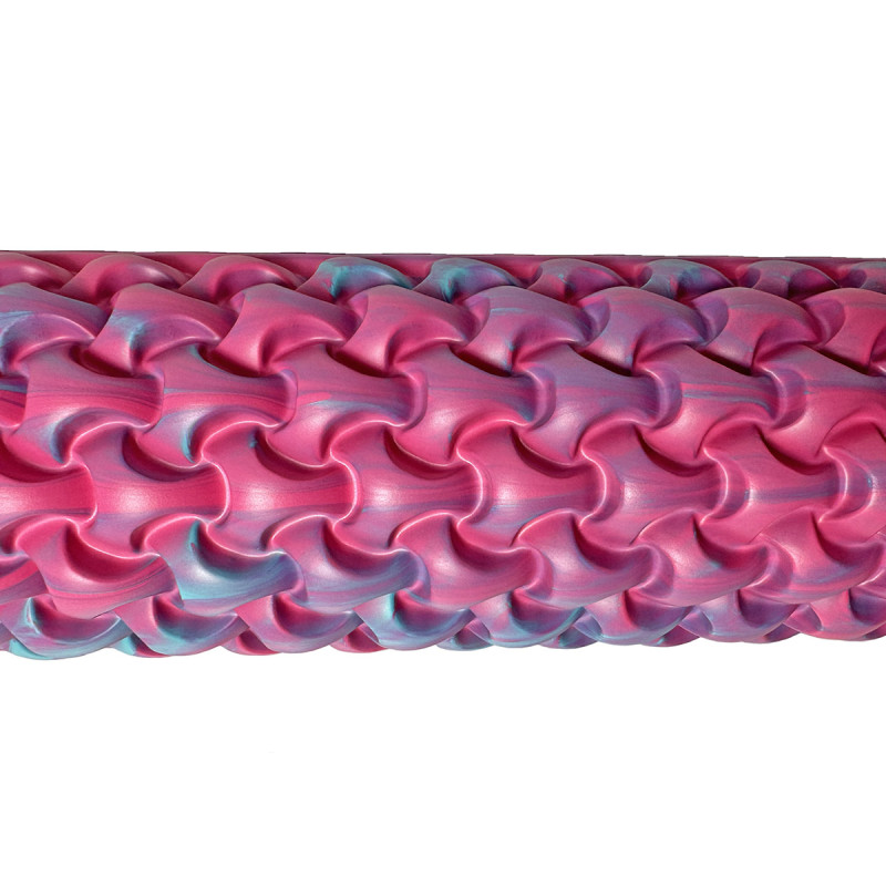 Масажний ролик (валик) EasyFit Plexus, довжина 45 см, діаметр 12 см, рожево-блакитний, EVA-піна з масажною поверхнею 3D, для МФР, фітнесу, йоги та реабілітації