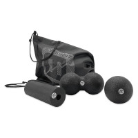 МФР набор для массажа EasyFit MioSet-2: массажный роллер (валик 15х5 см), двойной массажный мяч (16х8 см) и массажный мяч (8 см) для фитнеса, реабилитации и расслабления мышц