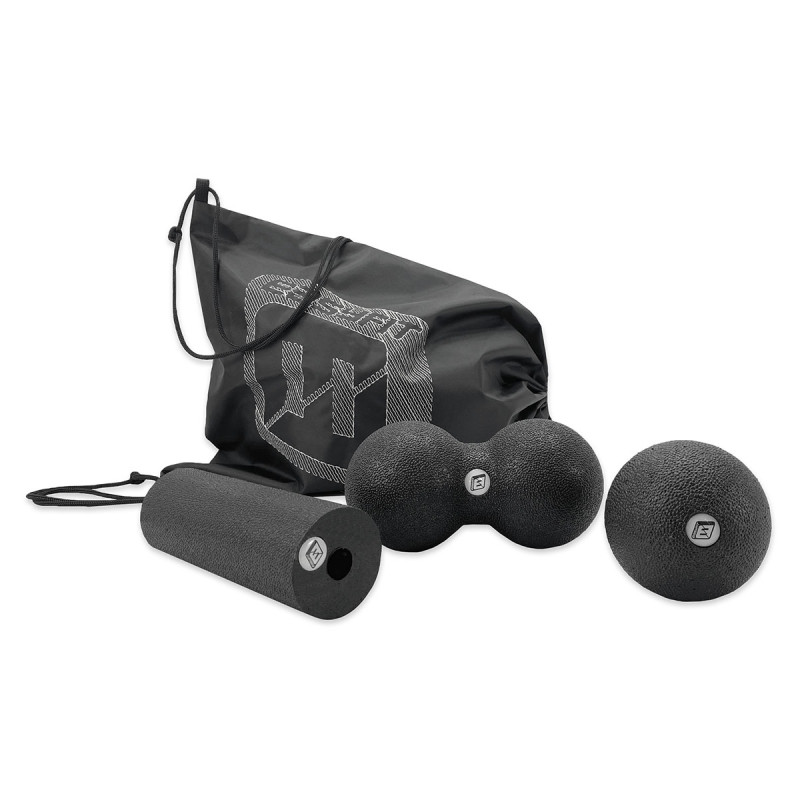 МФР набор для массажа EasyFit MioSet-2: массажный роллер (валик 15х5 см), двойной массажный мяч (16х8 см) и массажный мяч (8 см) для фитнеса, реабилитации и расслабления мышц