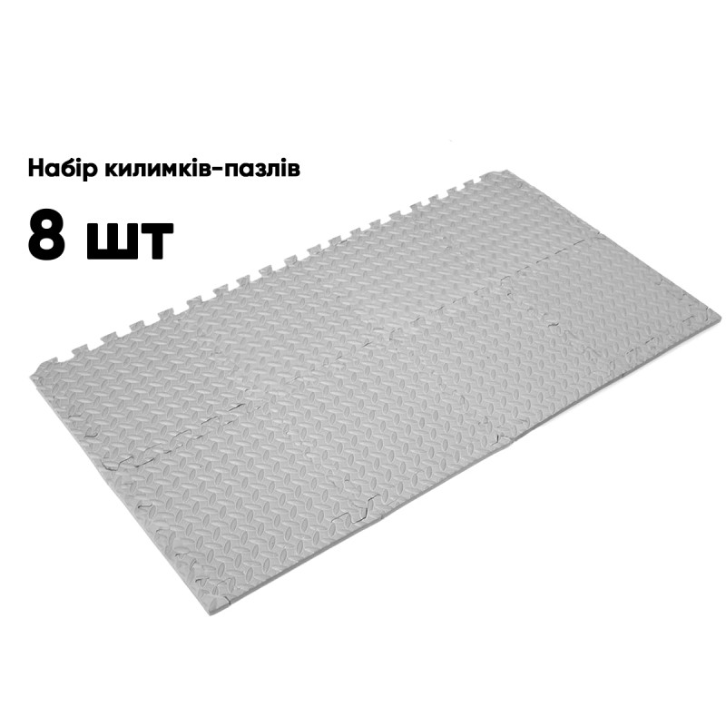 Татами мат EasyFit SwallowTail (пазл ласточкин хвост с бортиком), Размер 120x60 см, Толщина 10 мм, EVA-пена, Серый