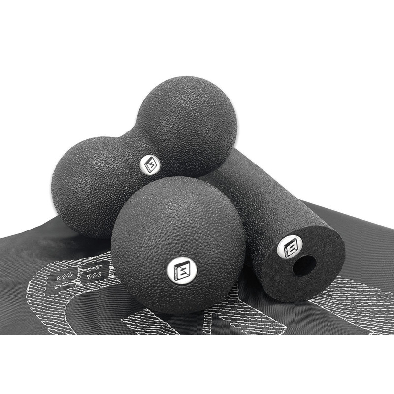 МФР набор для массажа EasyFit MioSet-2: массажный роллер (валик 15х5 см), двойной массажный мяч (16х8 см) и массажный мяч (8 см) для фитнеса, реабилитации и расслабления мышц