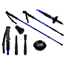 Палиця для скандинавської ходьби EasyFit Energia (1 палиця), Довжина 64-135 см, Алюміній, Гума, Синій, Для асфальту, піску, снігу та інших типів покриття