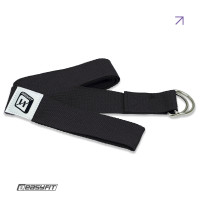 Ремень для йоги EasyFit с петлей, Длина 178,5 см, Ширина 3,8 см, Хлопок, Полиэстер, Сталь, Черный