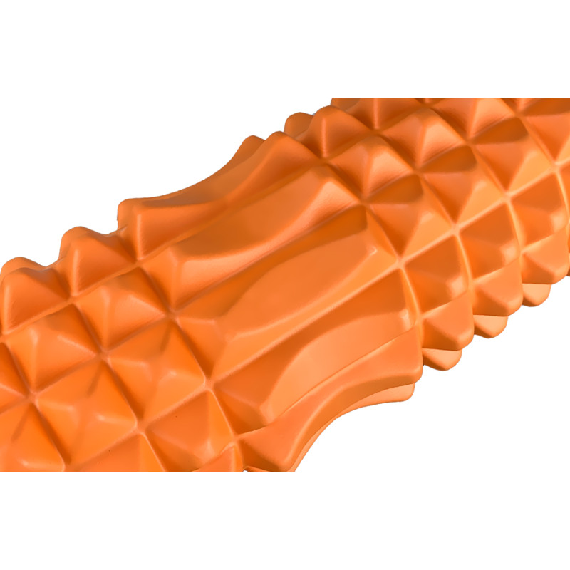 Массажный ролик EasyFit Grid Roller v1.2 с заглушками, Длина 33 см, Диаметр 13 см, Пена EVA с 3D массажной поверхностью, для йоги, фитнеса и реабилитации, Оранжевый