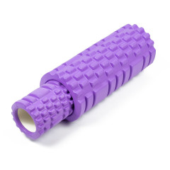 Массажный ролик (валик) EasyFit Grid Roller Double 2 в 1, Длина 33 см, Диаметр 14 см, Каркас из высокопрочного пластика, Пена EVA с массажной поверхностью 3D, для МФР, фитнеса, йоги и реабилитации, Фиолетовый