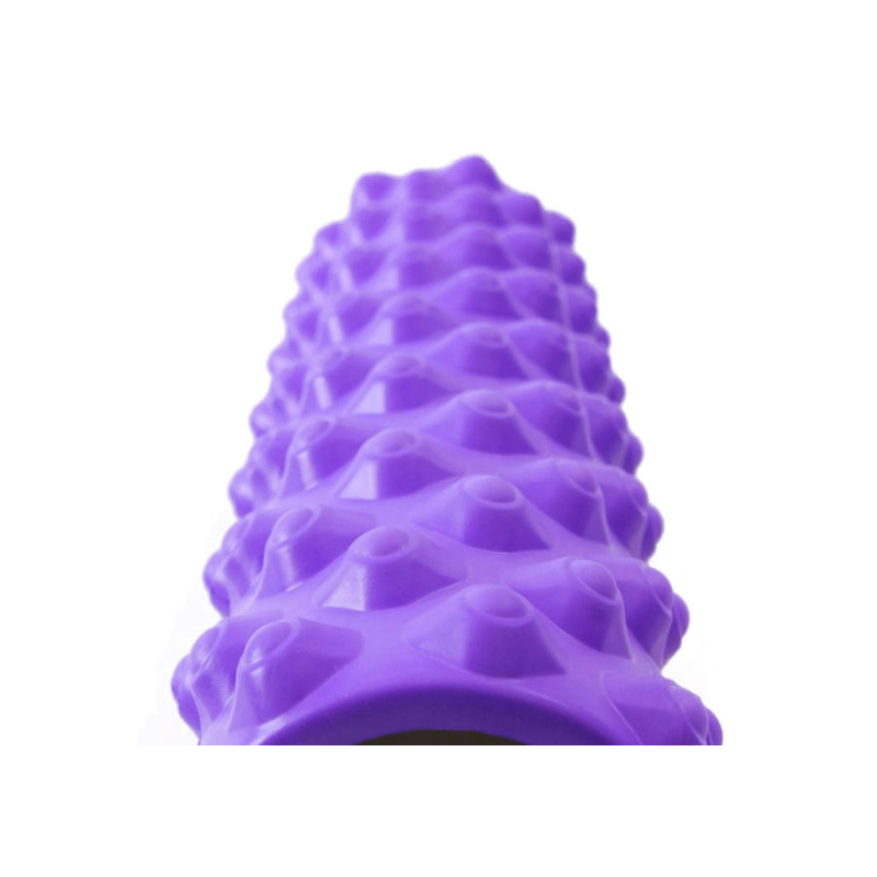 Масажний ролик (валик) EasyFit Grid Roller Extreme, Довжина 45 см, Діаметр 14 см, Піна EVA з масажною поверхнею 3D, для МФР, фітнесу, йоги та реабілітації, Фіолетовий