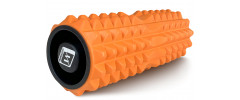 Масажний ролик EasyFit Grid Roller v1.2 з заглушками, Довжина 33 см, Діаметр 13 см, Піна EVA з 3D масажною поверхнею, для йоги, фітнесу, та реабілітації, Помаранчевий