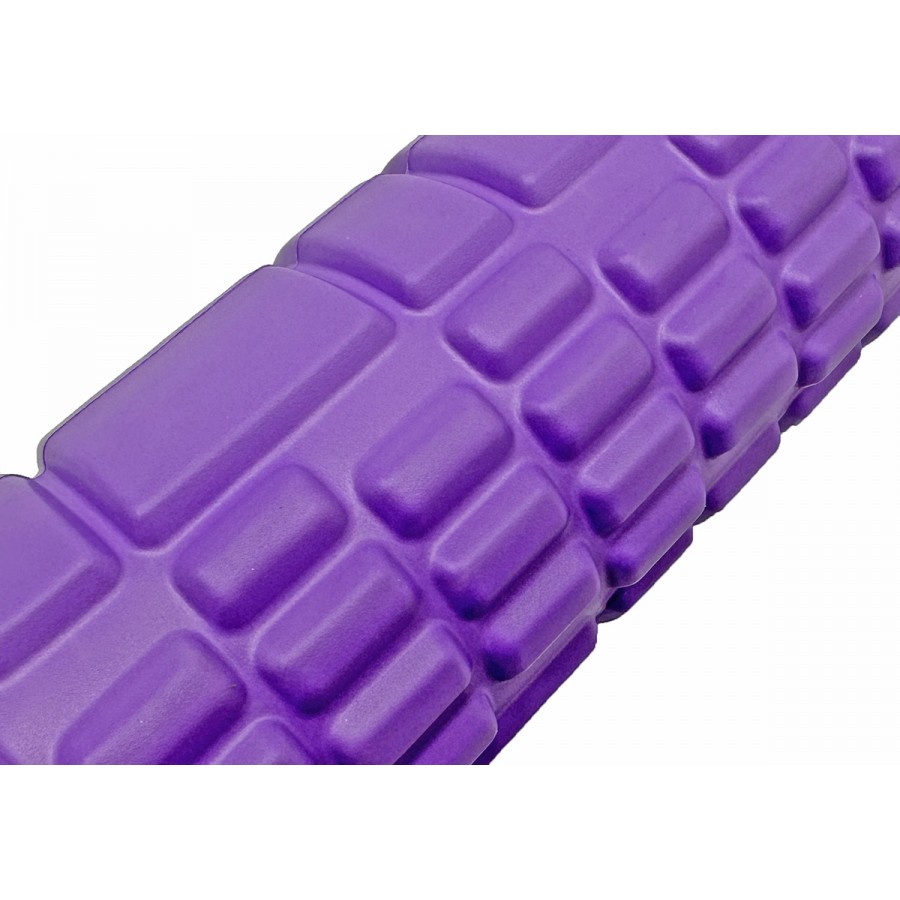 Массажный ролик EasyFit Solid Grid Roller Mini, Длина 30 см, Диаметр 10 см, Цельный каркас, EVA-пена с 3D массажной поверхностью, для МФР, фитнеса, йоги и реабилитации, Фиолетовый