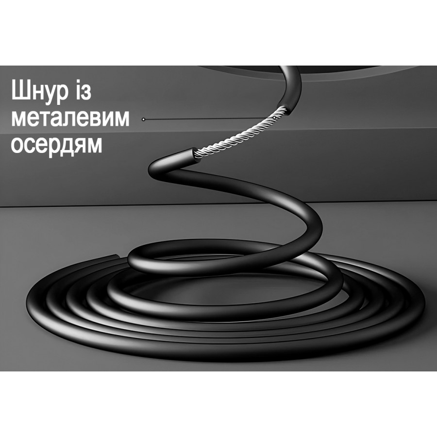 Швидкісна скакалка з лічильником EasyFit, Довжина 2,8 м, ручки 18 см, Сталь, Пластик, Вага 130 г, Чорно-сірий