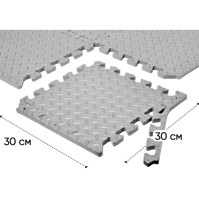 Татами мат EasyFit SwallowTail (пазл ласточкин хвост с бортиком), Размер 120x60 см, Толщина 10 мм, EVA-пена, Серый