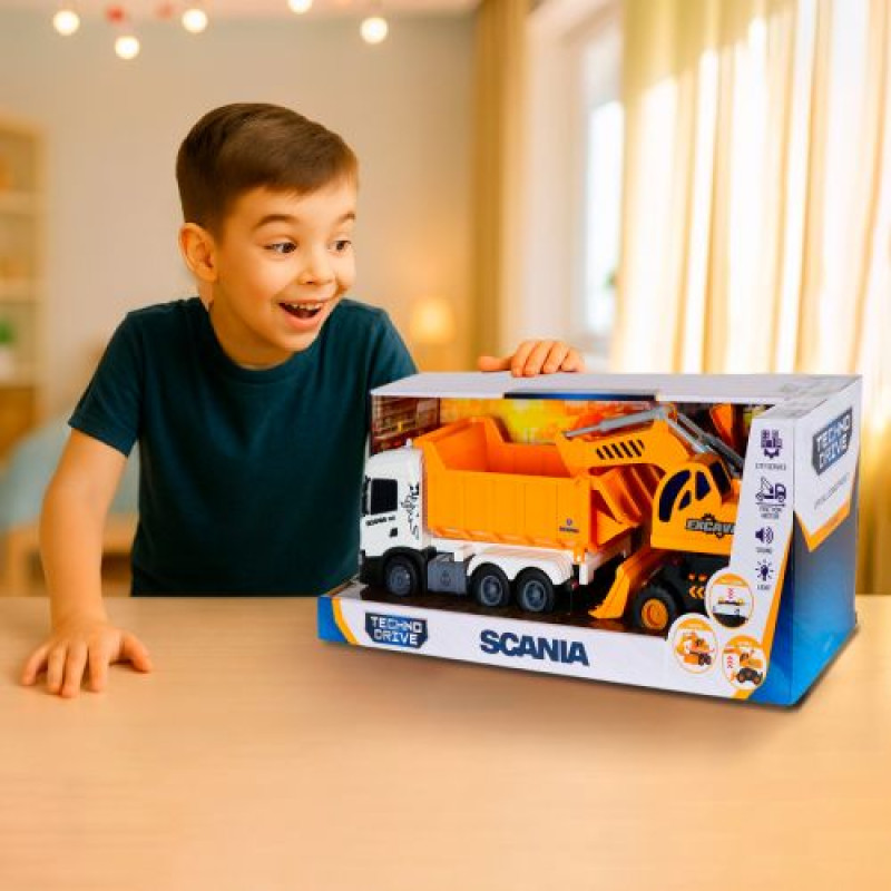 Ігровий набір серії 2 in 1 Truck – Самоскид Scania і екскаватор (світло, звук)