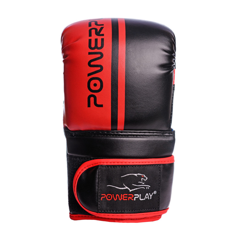 Снарядные перчатки PowerPlay 3025, PU, пенный наполнитель, черно-красный, размер S, анатомическая форма, капа в комплекте