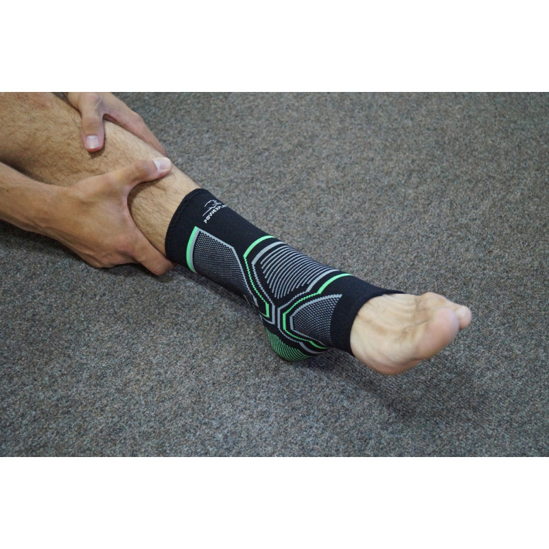 Бандажи на голеностоп PowerPlay 4100, Размер S/M, Хлопок, Эластан, Черные (пара)  