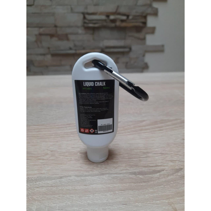 Магнезія спортивна рідка PowerPlay PP_4005 Liquid Chalk, Об'єм 50 мл, Пластикова пляшка з карабіном